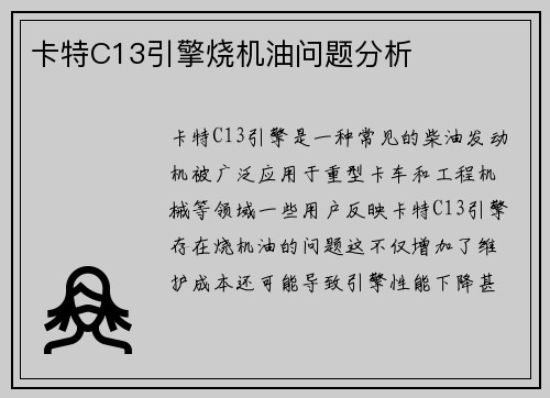 卡特C13引擎烧机油问题分析