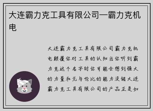 大连霸力克工具有限公司—霸力克机电